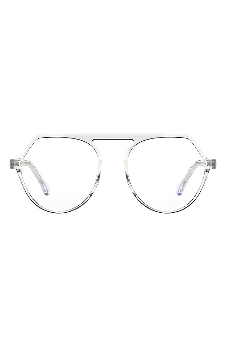 Fifth & Ninth Carter 53mm Round Blue Light Blocking Glasses, Main, color, Clear / Clear