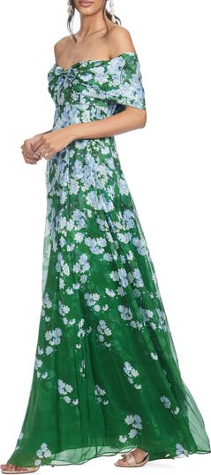 Kennedy Floral Print Off the Shoulder Gown