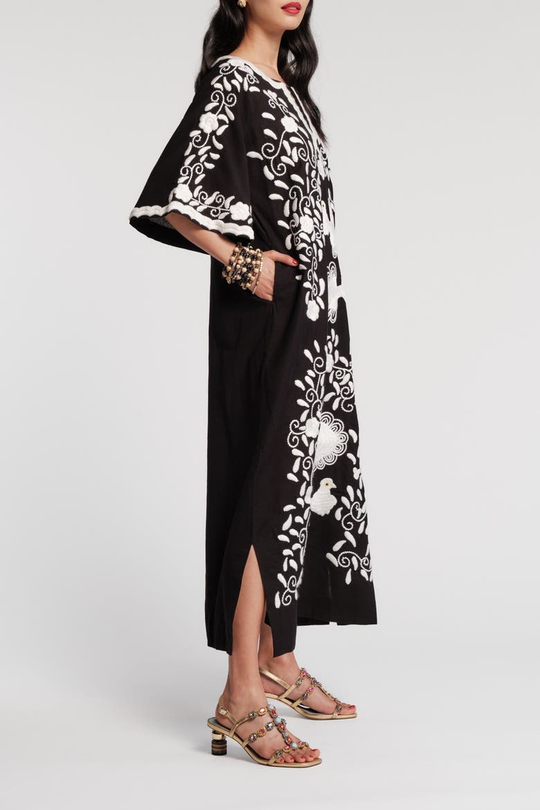 Charming Caftan Peacock, Alternate, color, Black/Multi