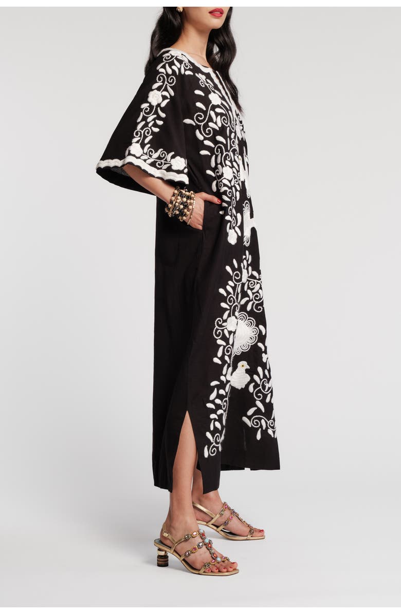Frances Valentine Charming Caftan Peacock, Alternate, color, Black/Multi