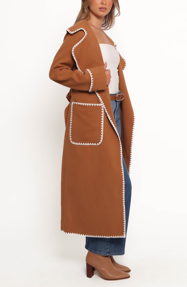 Petal & Pup Brexley Blanket Stitch Wrap Coat, Alternate, color, Tan