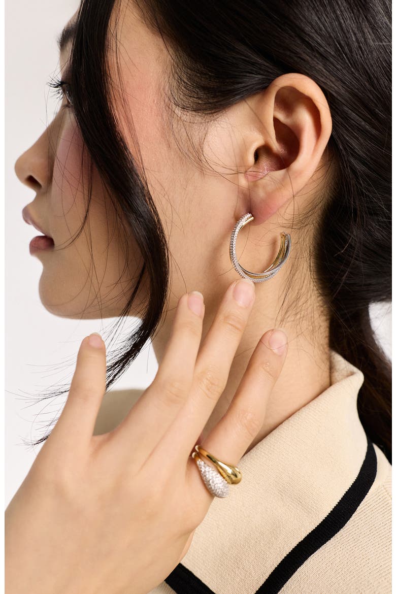 Gemini Two-Tone Hoop Earrings, Alternate, color, GOLD