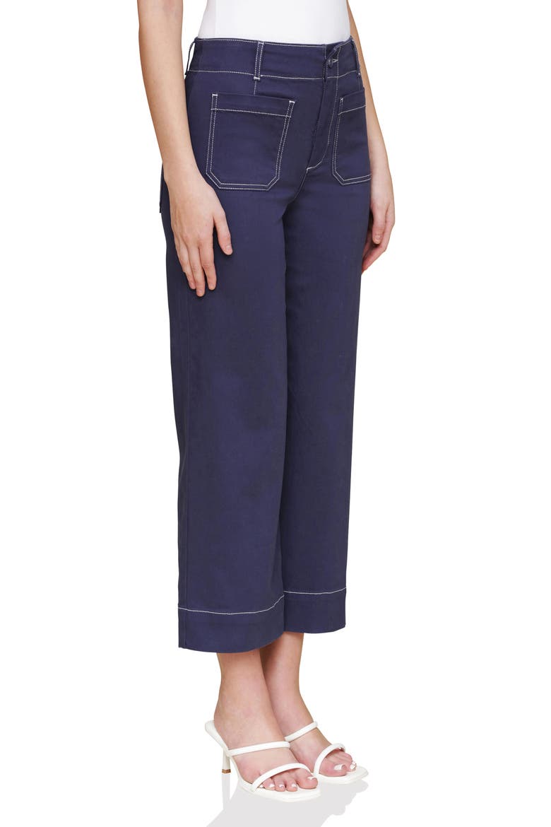 High Waist Wide Leg Crop Pants, Alternate, color, NAVY