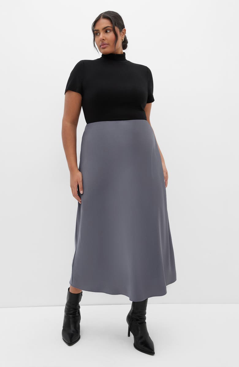 City Chic Miranda Midi Skirt, Alternate, color, Slate