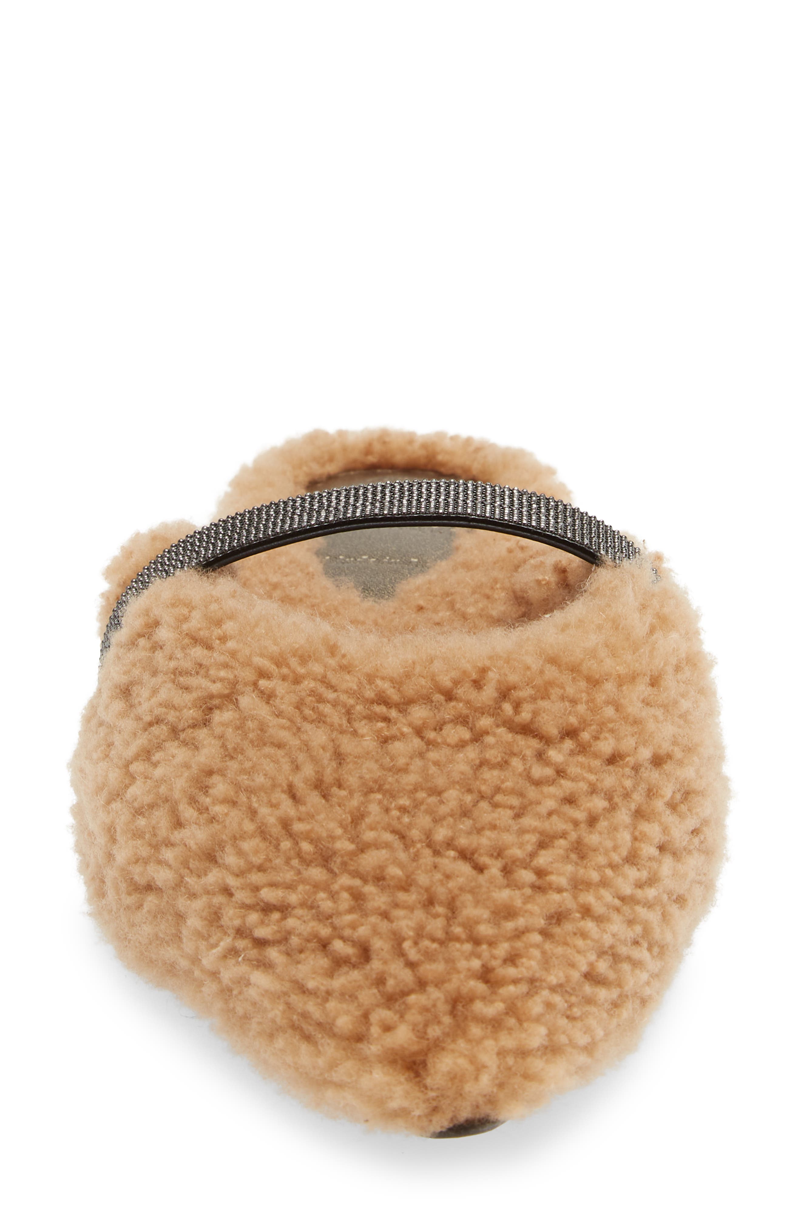 Brunello Cucinelli Monili Beaded Genuine Shearling Slide, Alternate, color, 
