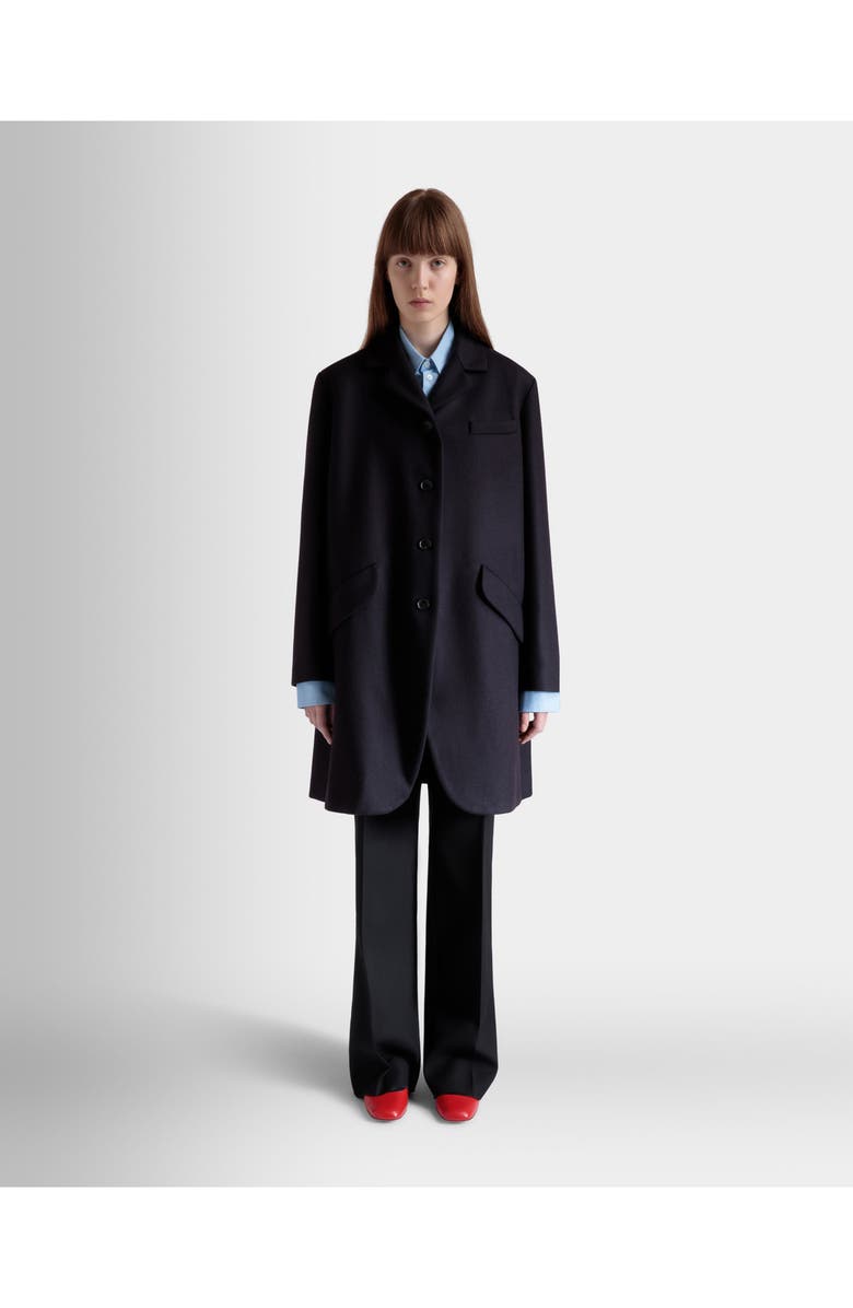 Bally Single-Breasted Midi Coat, Alternate, color, Blue
