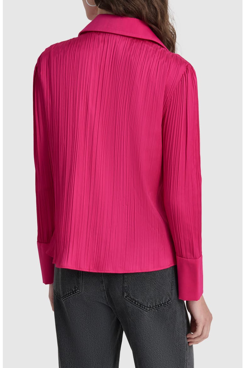 Plissé Satin Shirt, Alternate, color, WILD BERRY