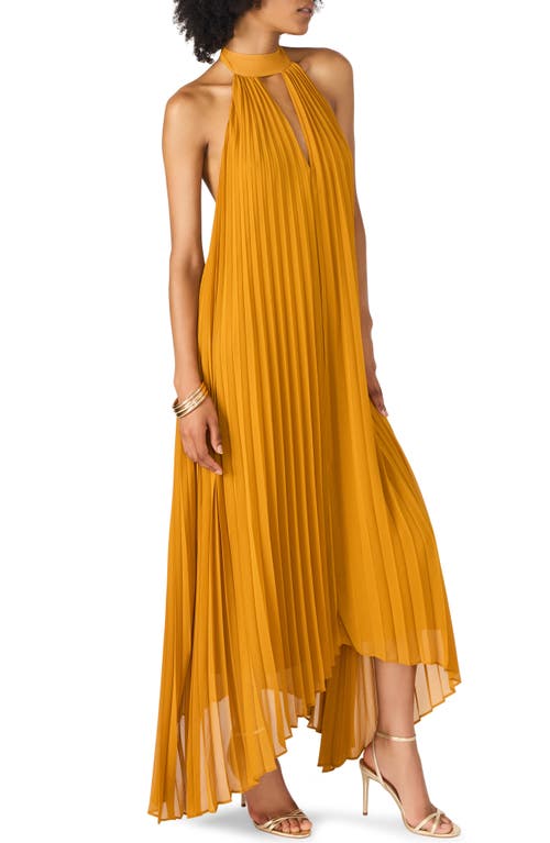 Steve Madden Maraya Pleated Halter Dress In Gold