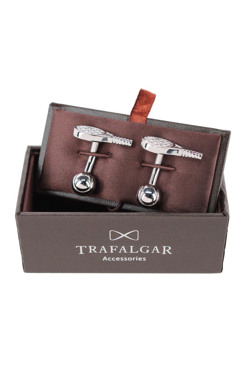 The Centre Court Racquet Cufflinks, Alternate, color, Silver