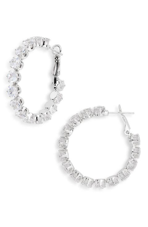Stone Hoop Earrings