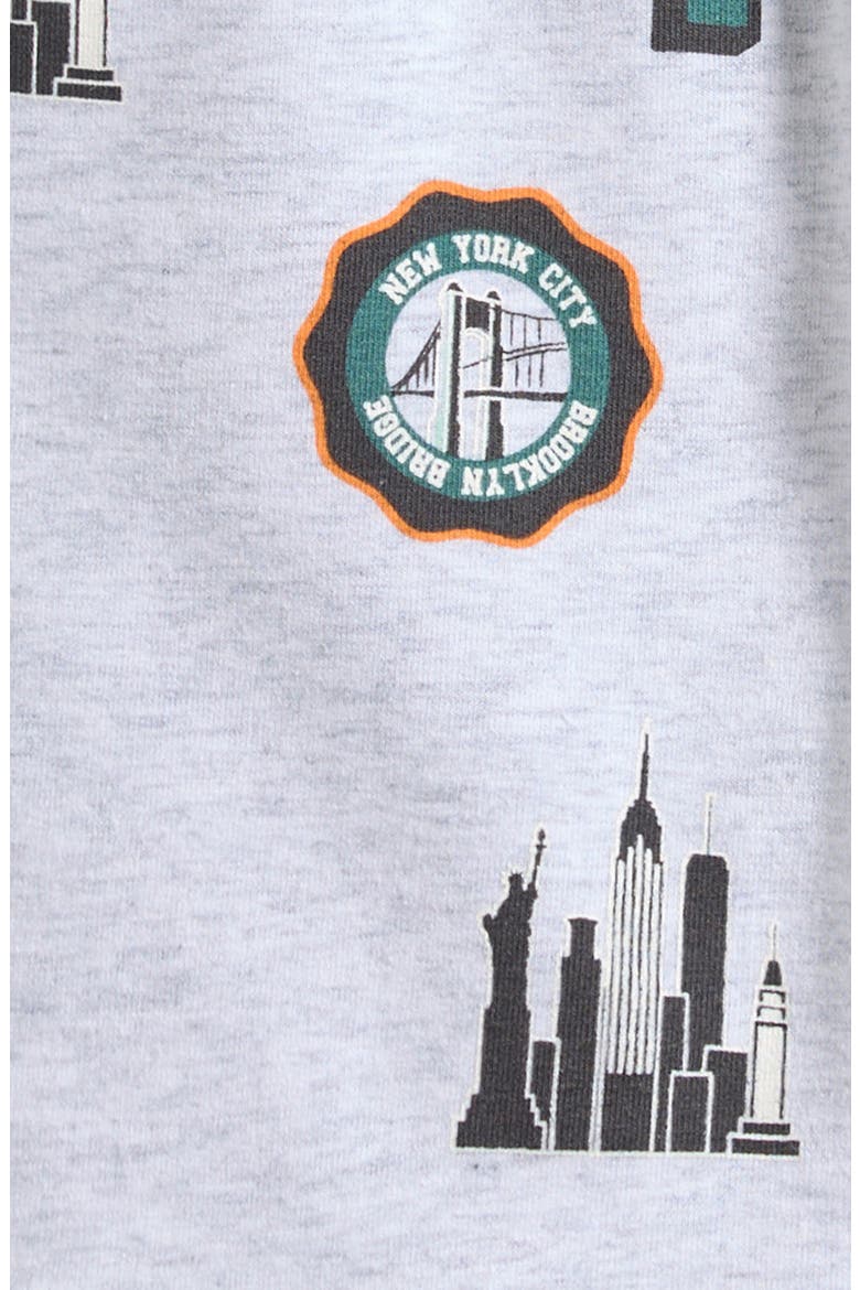 Kids' NYC Skyline Stretch Cotton Fleece Drawstring Shorts, Alternate, color, LIGHT HEATHER GREY
