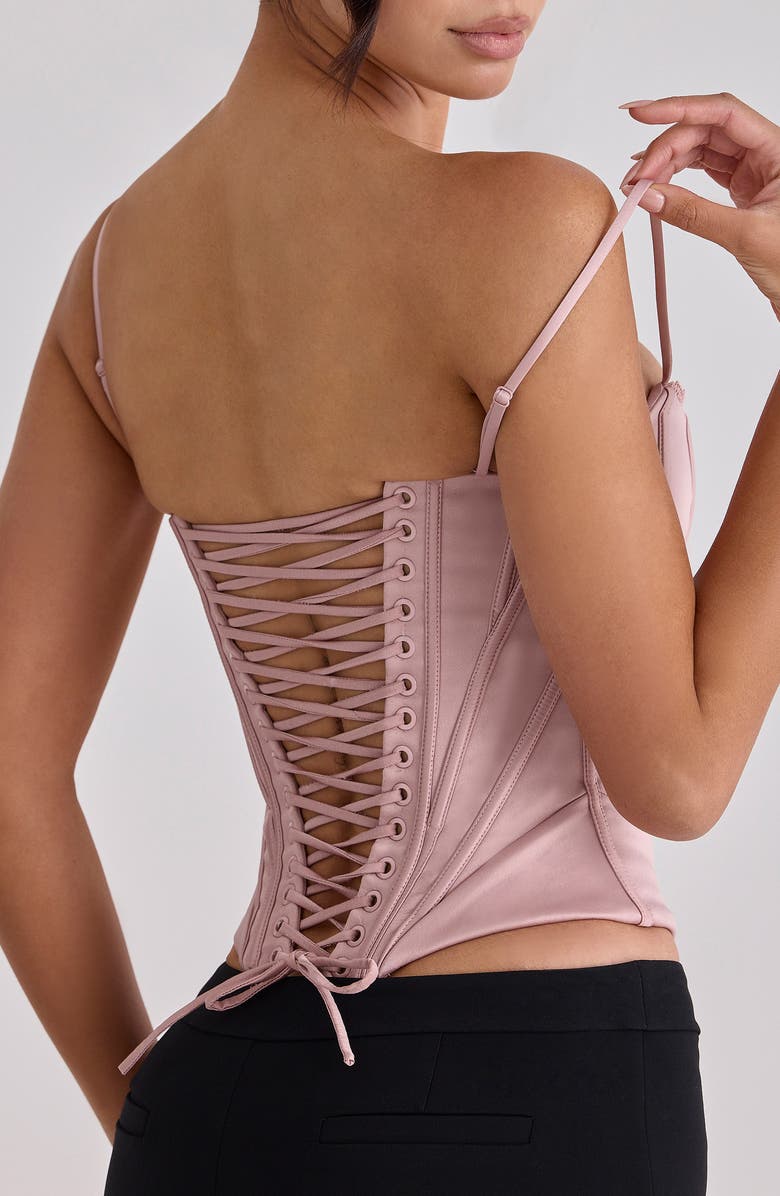 HOUSE OF CB Cadie Satin Corset Top, Alternate, color, Blush Pink