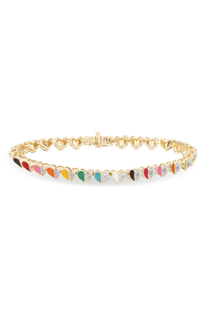Adina Reyter Folded Heart Diamond Tennis Bracelet, Main, color,