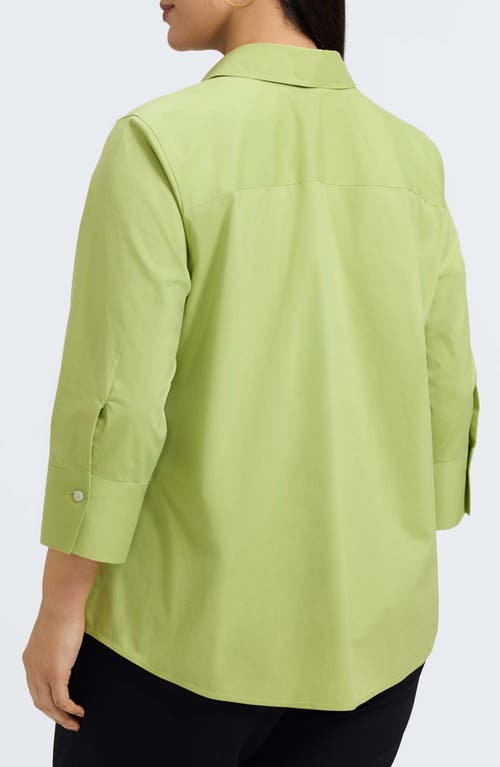 Foxcroft Mary Non-iron Stretch Cotton Button-up Shirt In Green