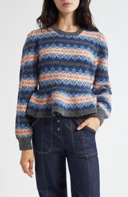Cinq à Sept Evelyn Stripe Peplum Crewneck Sweater