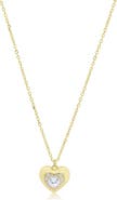 The Lovery Fine Jewelry Puffy CZ Single Heart Halo Necklace