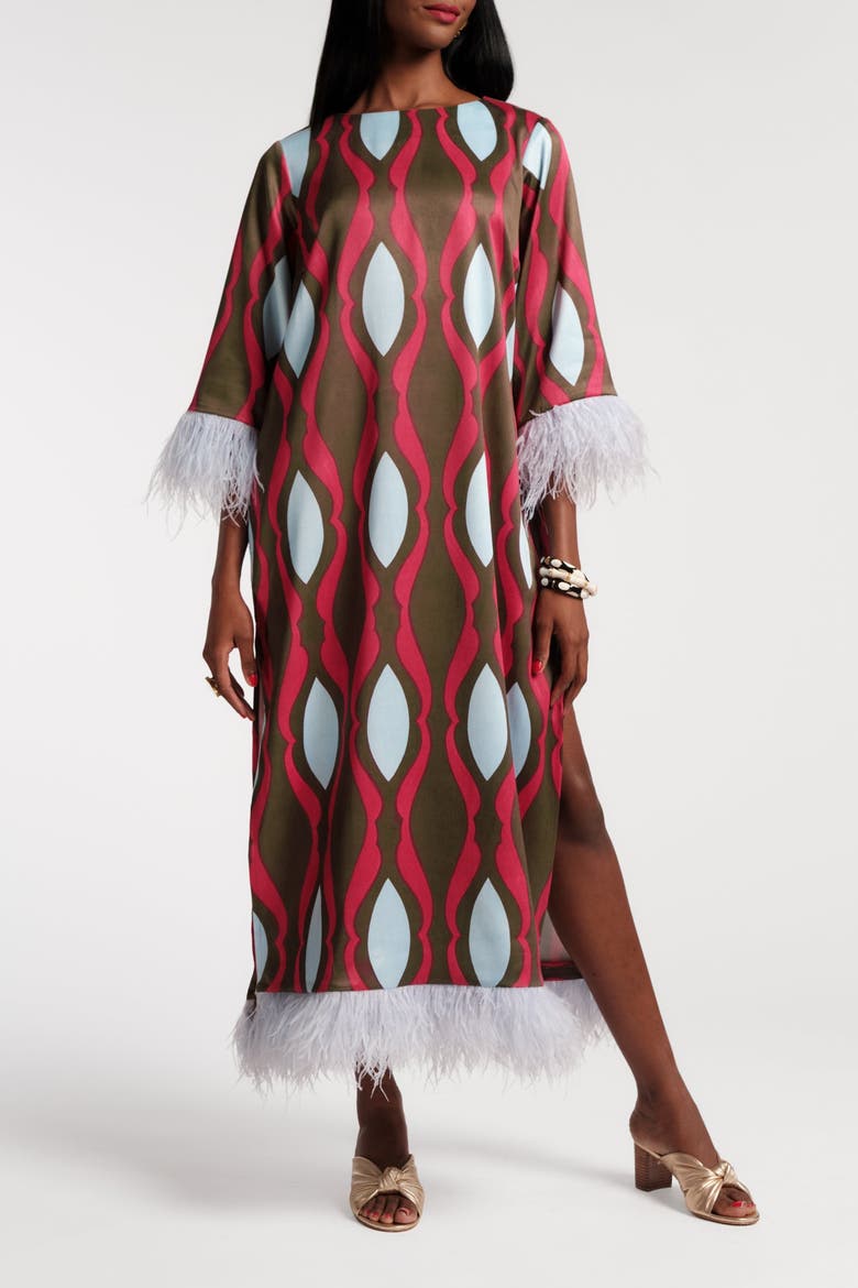 Belle Maxi Dress, Main, color, Red/Olive/Light Blue