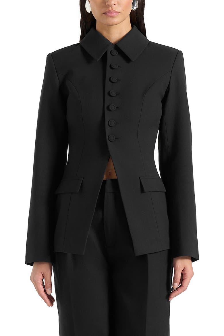 Harper Tailored Cinch Blazer With Detachable Collar, Main, color, Black