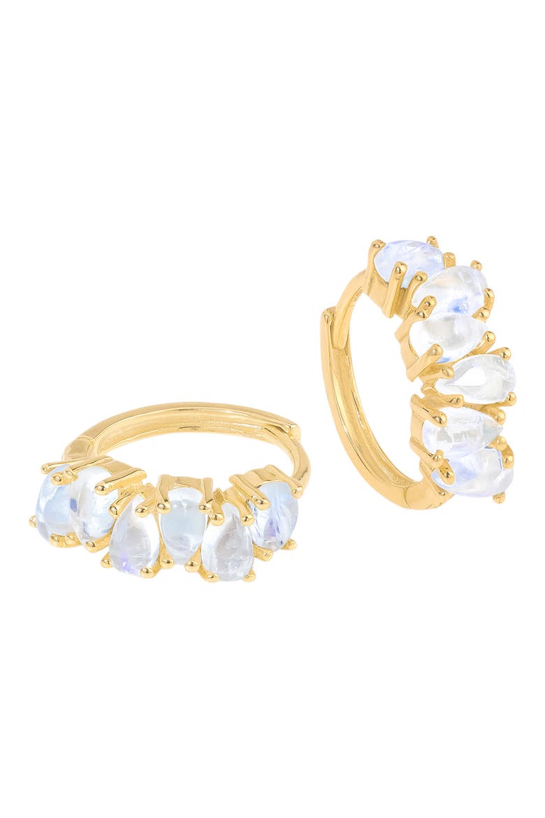 Lab Created Gemstone Huggie Hoop Earrings, Alternate, color, MOONSTONE