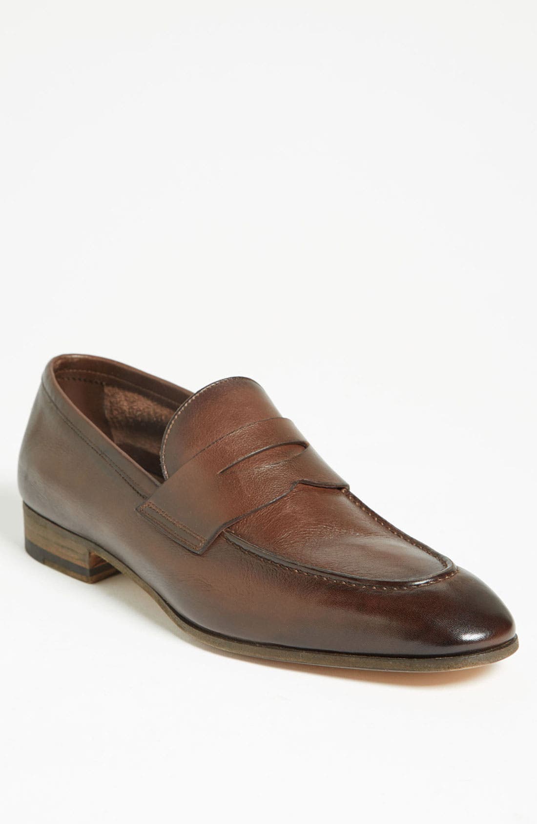 'Tristan' Penny Loafer, Main, color, DARK BROWN CALF