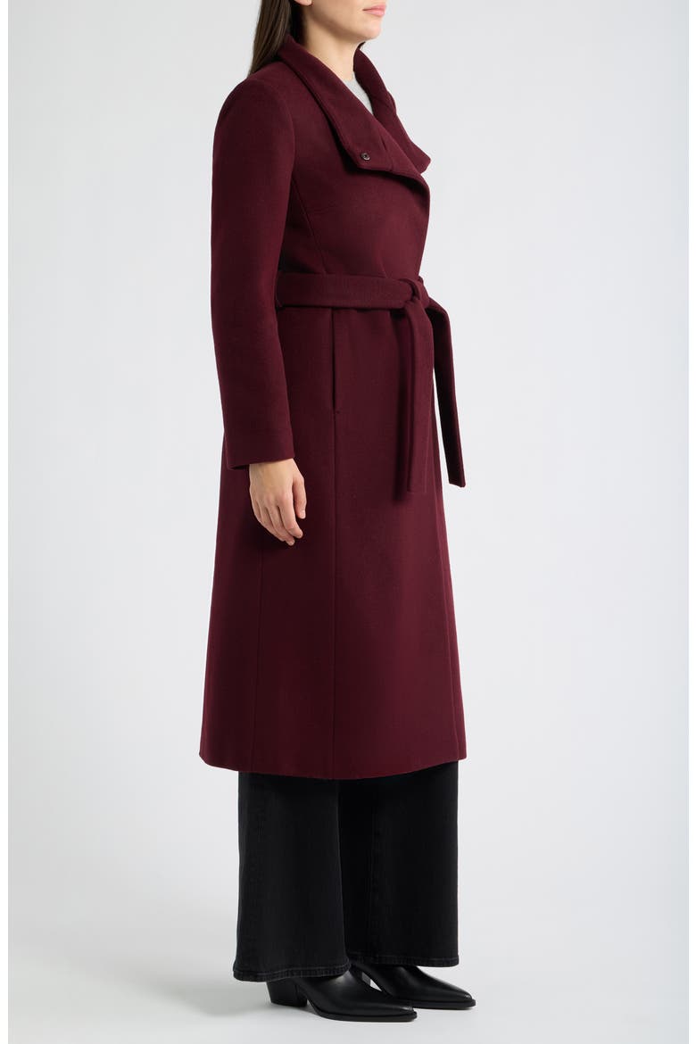 Stand Collar Wrap Coat, Alternate, color, MERLOT
