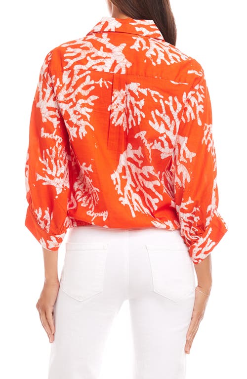 Karen Kane Tassel Tie Waist Shirt In Orange