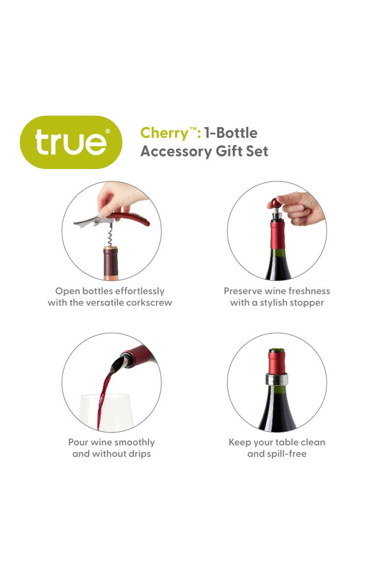 Cherry 1-Bottle Accessory Gift Set, Alternate, color, Wood