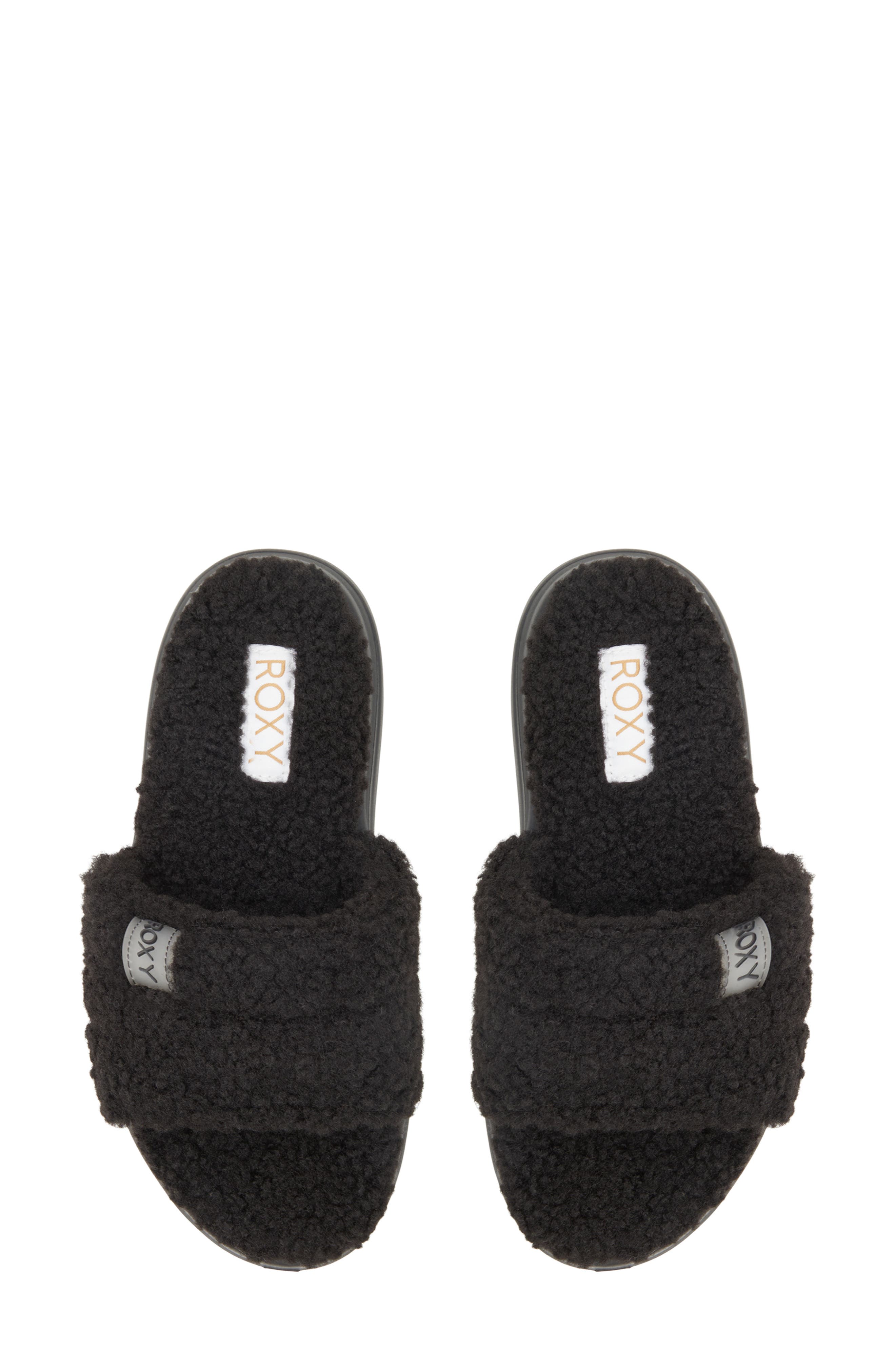 Roxy Gelato Lux Faux Shearling Slide Sandal, Alternate, color, 