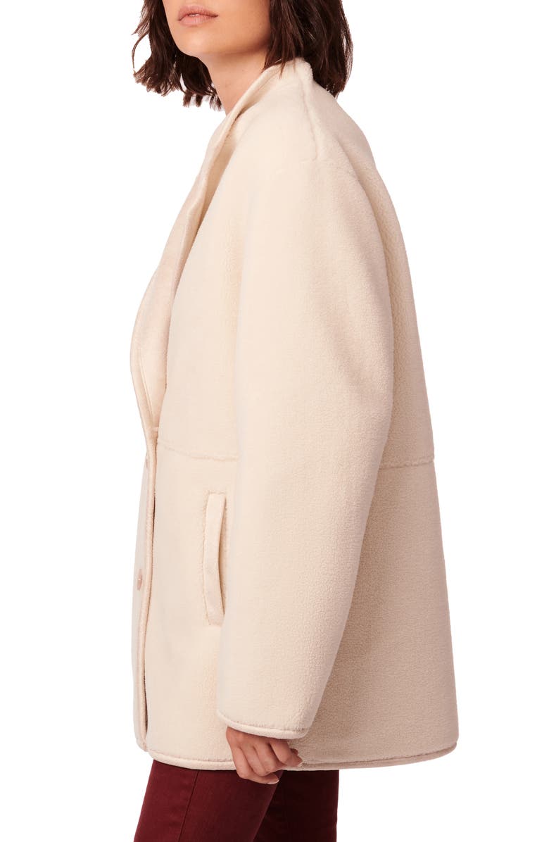 Bernardo Double Breasted Faux Fur Coat, Alternate, color, Cream