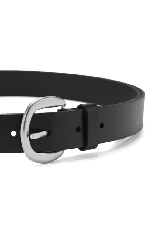 Mango Round Buckle Leather Belt In Black