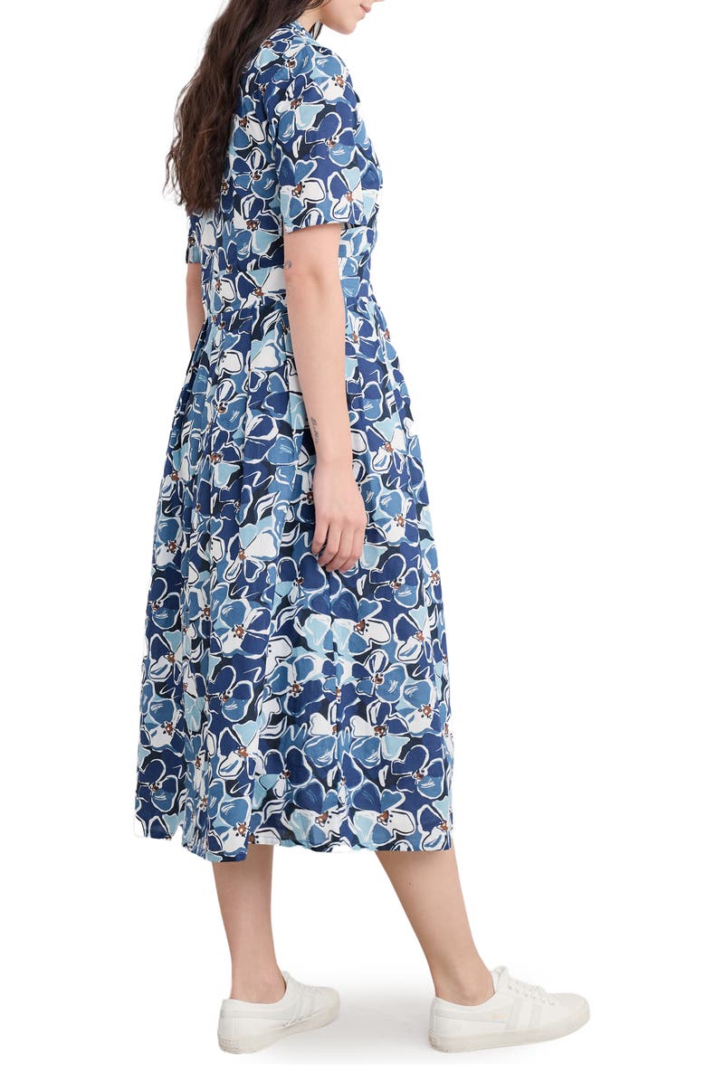 Seasalt Cornwall Floral Print Organic Cotton Midi Shirtdress, Alternate, color, Campion Bloom Washed Marine