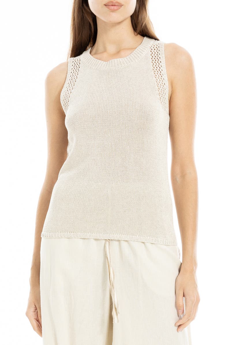 MAX STUDIO Pointelle Stitch Crocheted Tank, Main, color, Oyster
