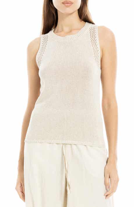 MAX STUDIO Pointelle Stitch Crocheted Tank