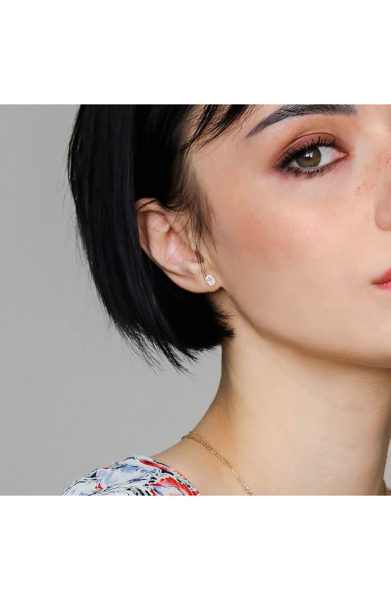 DELMAR Sterling Silver Oval Lab Created Moissanite Stud Earrings, Alternate, color,