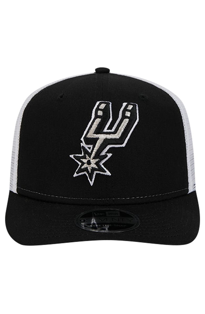 New Era Men's New Era Black/White San Antonio Spurs Trucker 9SEVENTY COOLERA Stretch-Snap Hat, Alternate, color, 