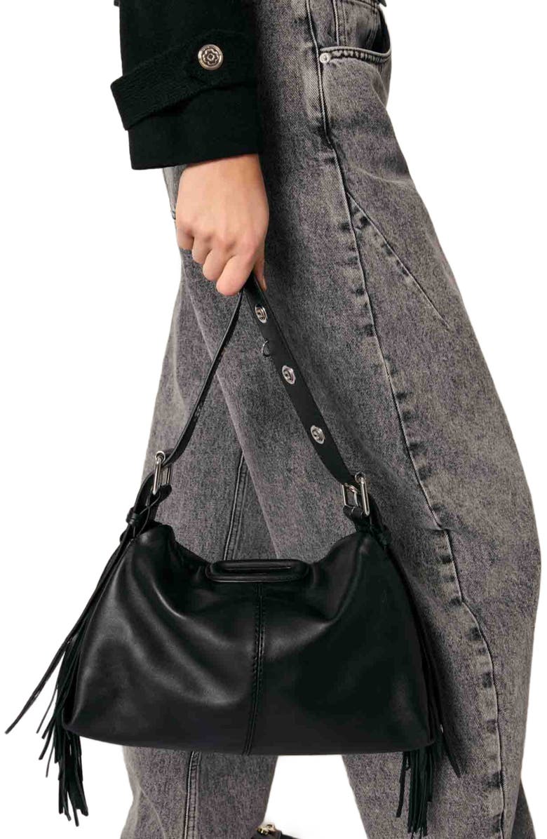 maje Cape-effect cardigan, Alternate, color, Black