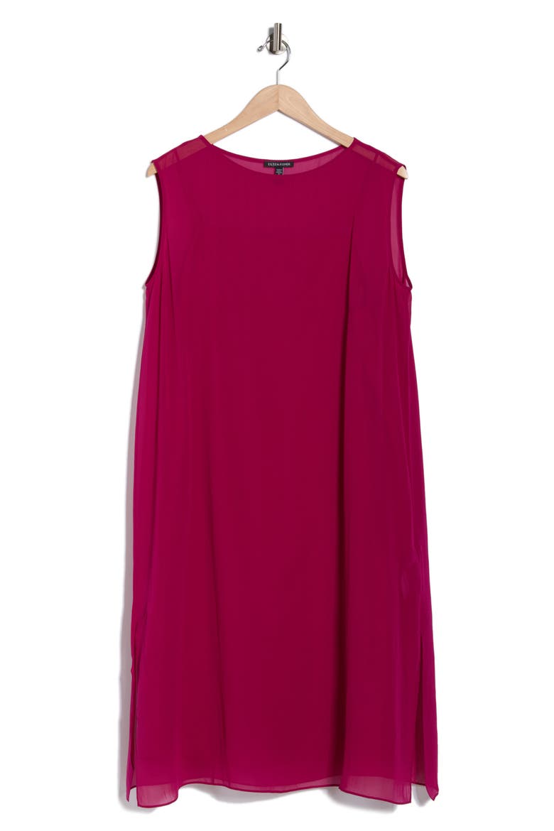 Bateau Neck Silk Dress, Alternate, color, SANGRIA