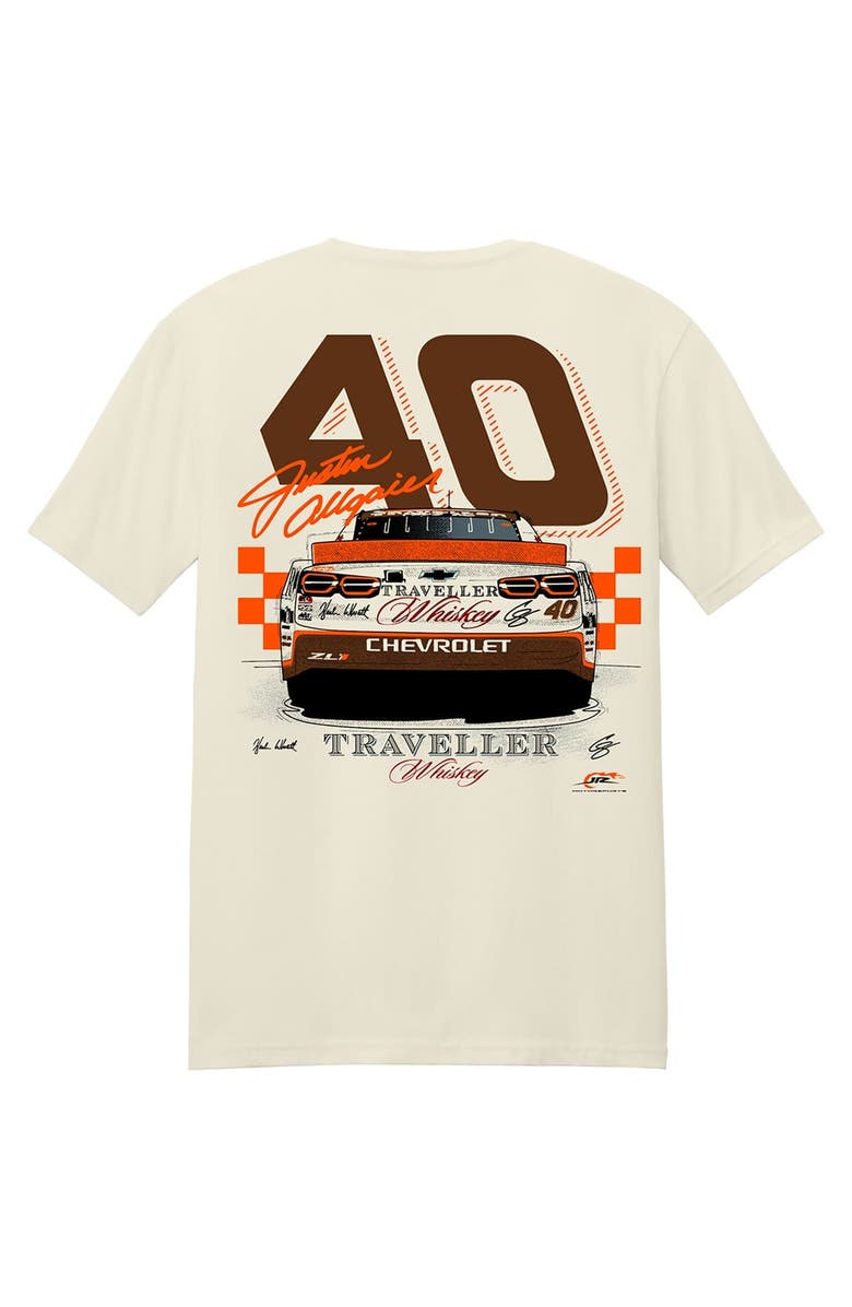JR MOTORSPORTS OFFICIAL TEAM APPAREL Men's JR Motorsports Official Team Apparel Natural Justin Allgaier Traveller Whiskey Car T-Shirt, Alternate, color, 