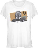 Star Wars: The Mandalorian and Grogu Junior's Star Wars The Mandalorian and Grogu Bounty Hunter and The Child Portrait Graphic T-Shirt