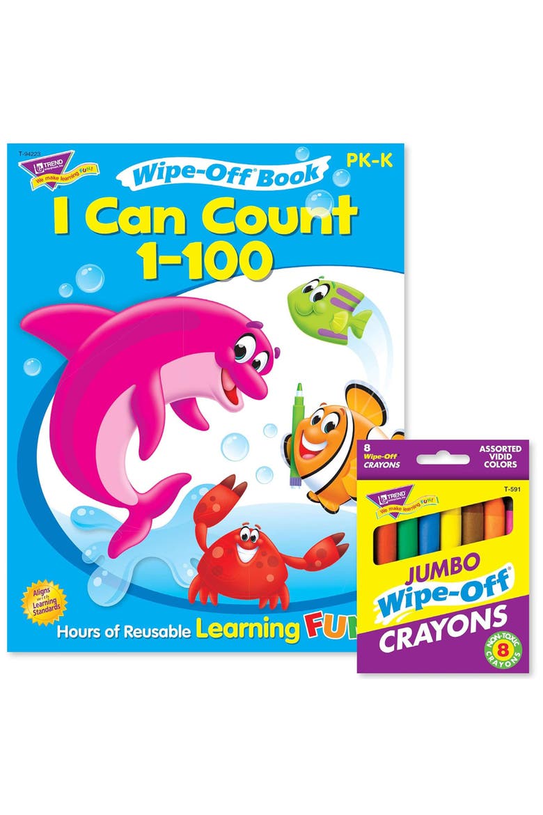 Counting to 100 Reusable Book & Crayons, Main, color, Multicolored