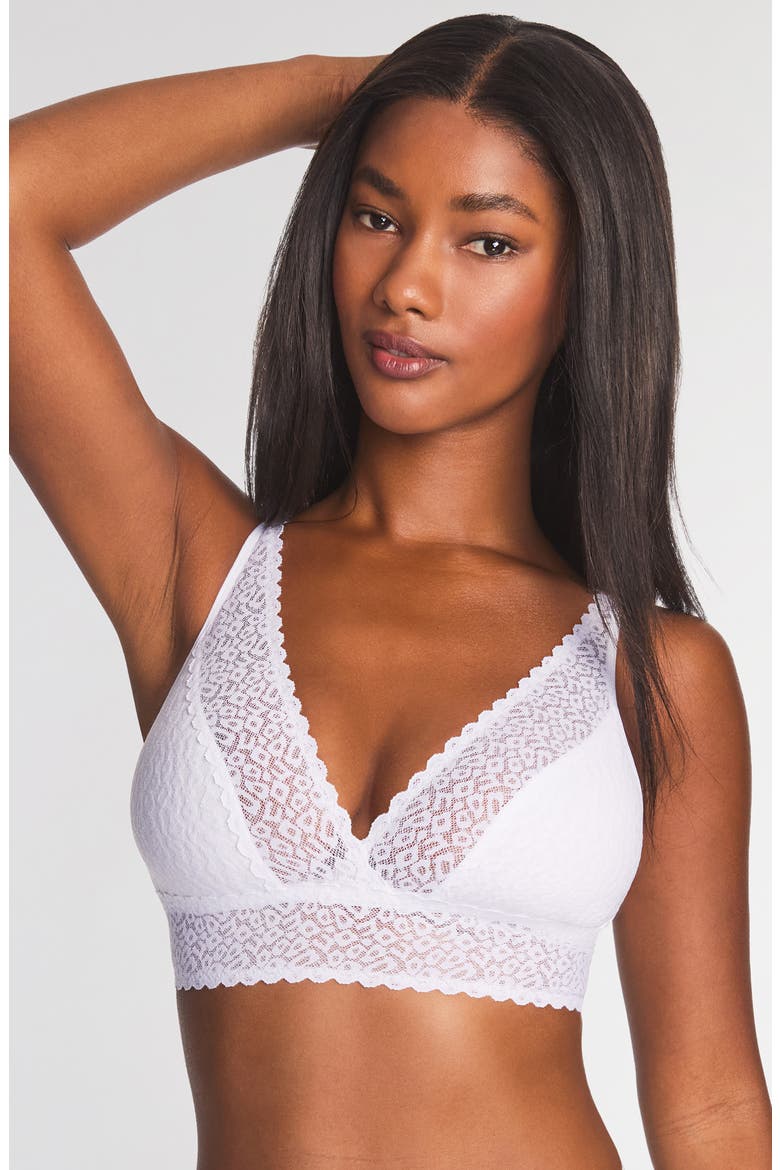 High Bar Lace Trim Bralette, Alternate, color, WHITE