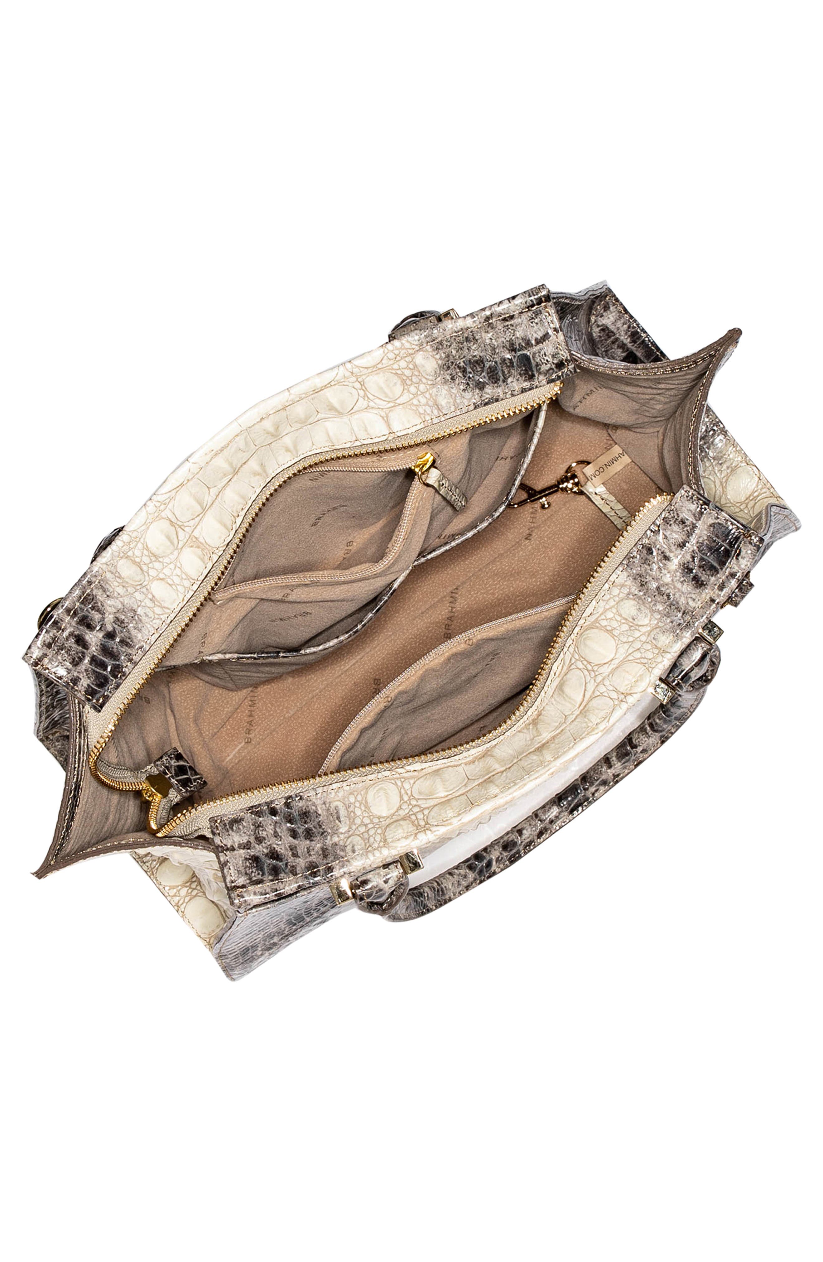 Brahmin 'Priscilla' Croc Embossed Leather Satchel, Alternate, color, 