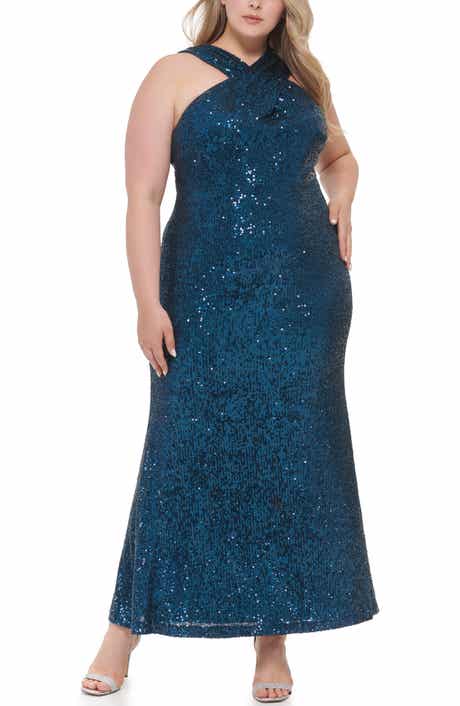 Halter Neck Empire Waist Sequin Gown