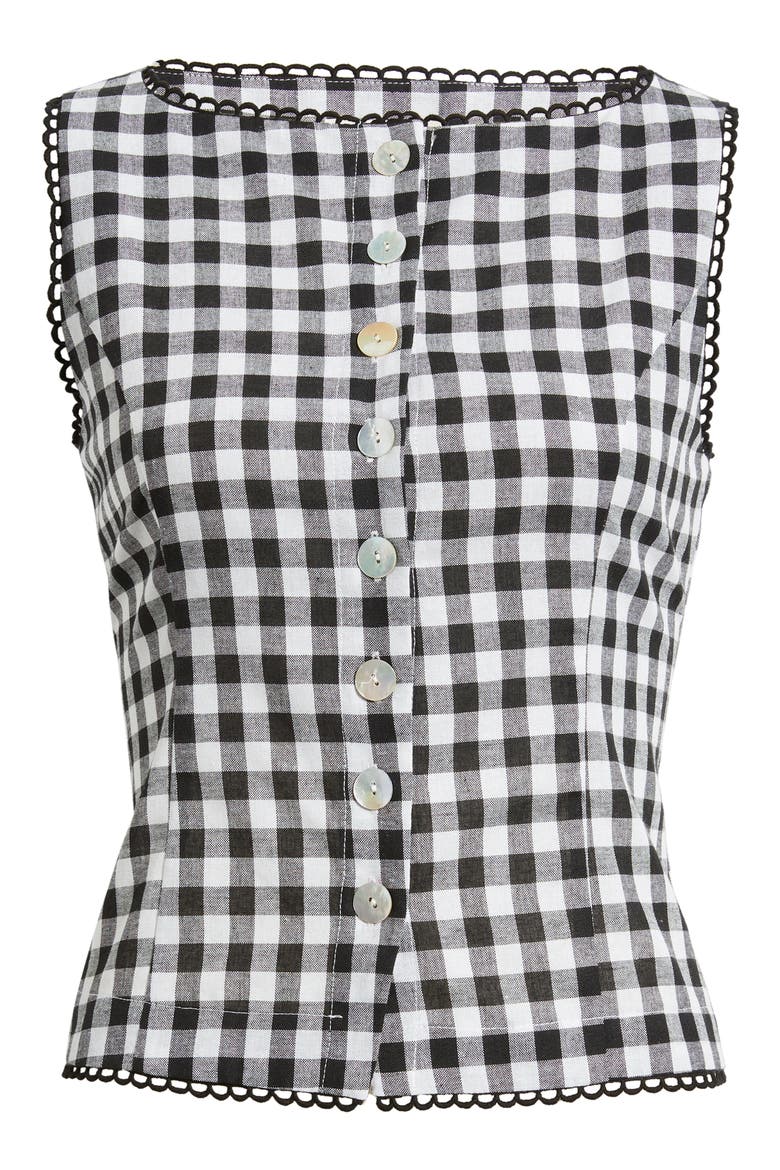 Maelle Gingham Button-Up Top, Alternate, color, BLACK