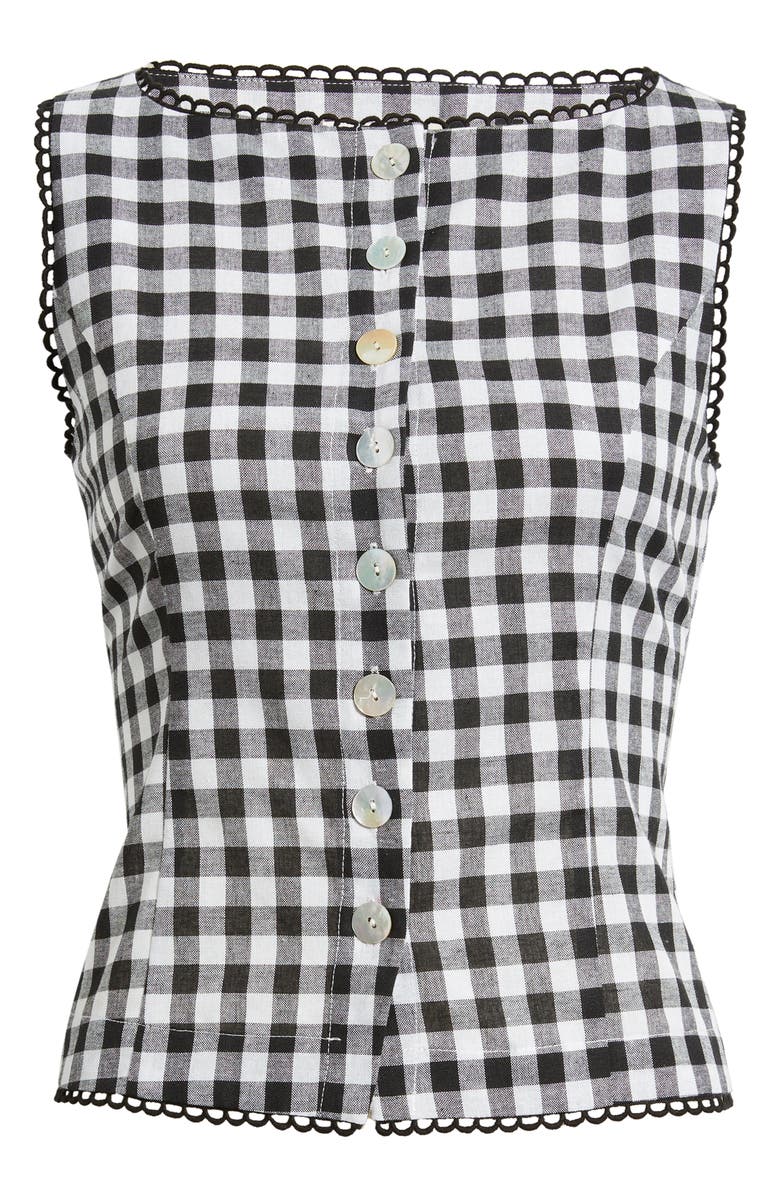 A.REN Maelle Gingham Button-Up Top, Alternate, color, Black