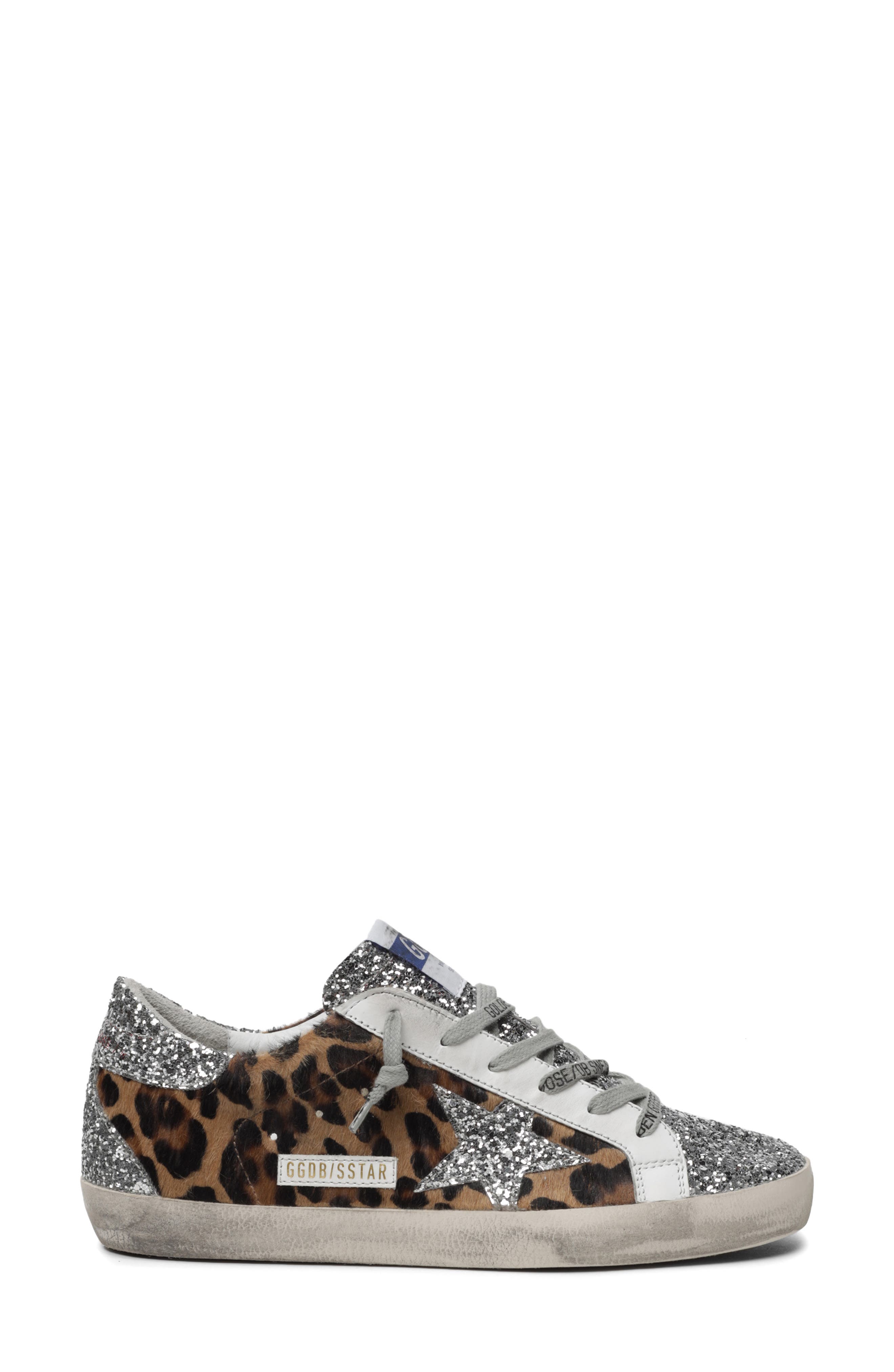 Golden Goose Super-Star Leopard Print Genuine Calf Hair Sneaker, Main, color, 
