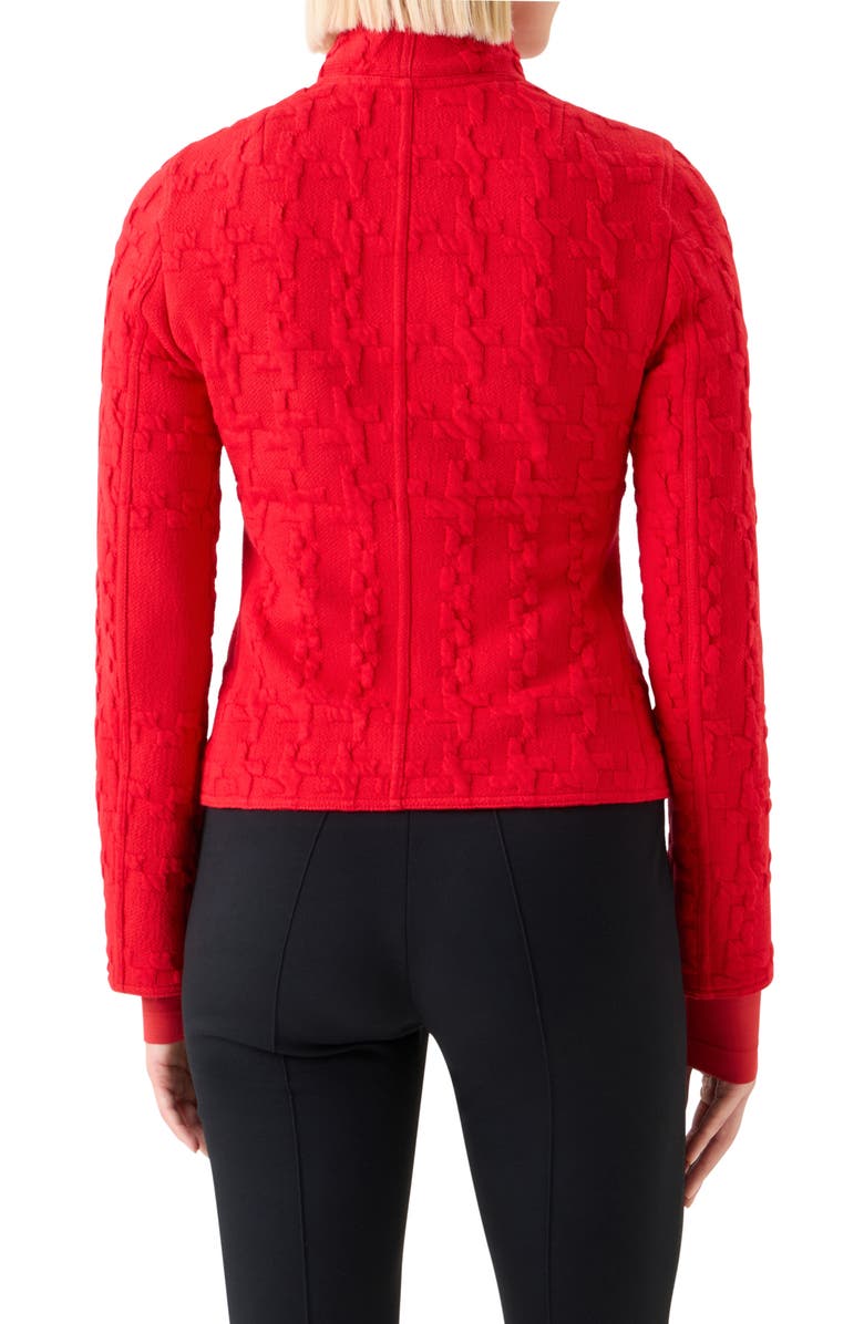 Akris punto Glen Check Cotton Blend Knit Moto Jacket, Alternate, color, Vermillion