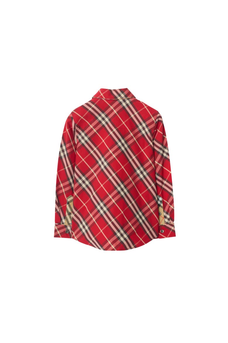 Check Cotton Shirt, Alternate, color, Crayon red