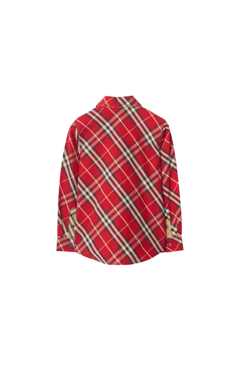 Burberry Check Cotton Shirt, Alternate, color, Crayon Red