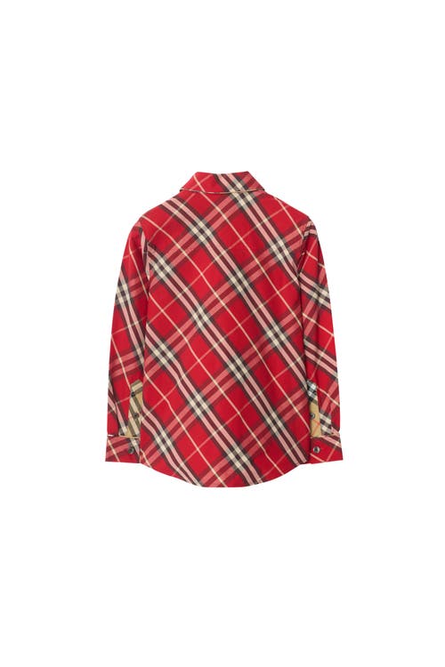 Burberry Check Cotton Shirt In Red